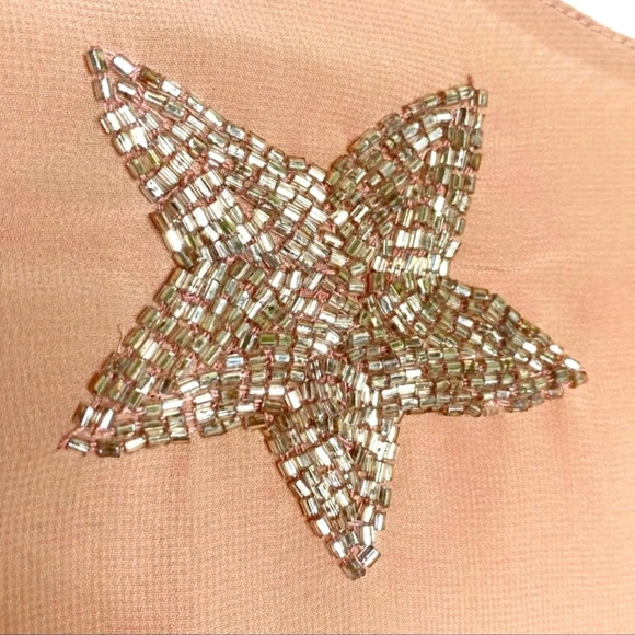 CHASER Blush Pink Beaded Star Flare Sleeves Open Back Mini Dress Size L NWT - Picture 7 of 11